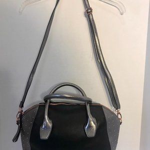 Gianni Bini 2-Tone Black/Gray Mettalic Stud Handbag Purse with Shoulder Strap